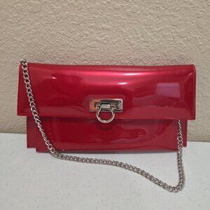 Beijo Red Valentines Day Glamourous Shoulder Bag/Clutch Sleek & Shiny